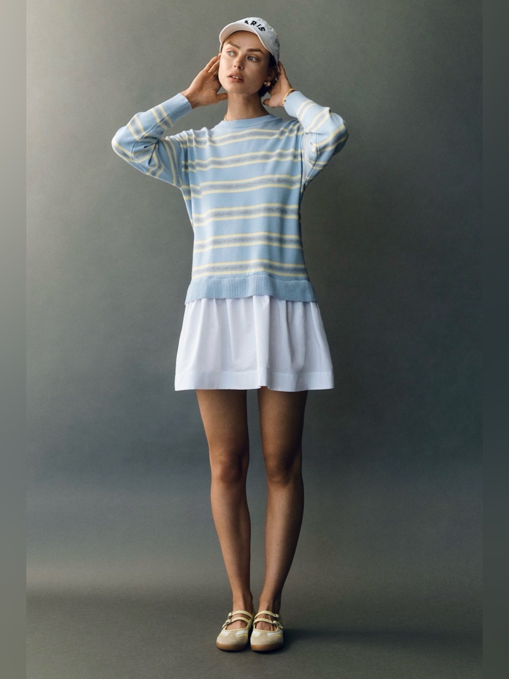 NWT Anthropologie Striped Mixed Media Twofer Mini Dress Size S